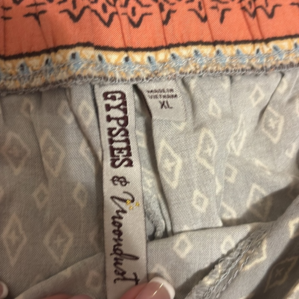 Gypsies and Moondust Bohemian Patterned lounge Pants with Drawstring - Picture 3 of 9